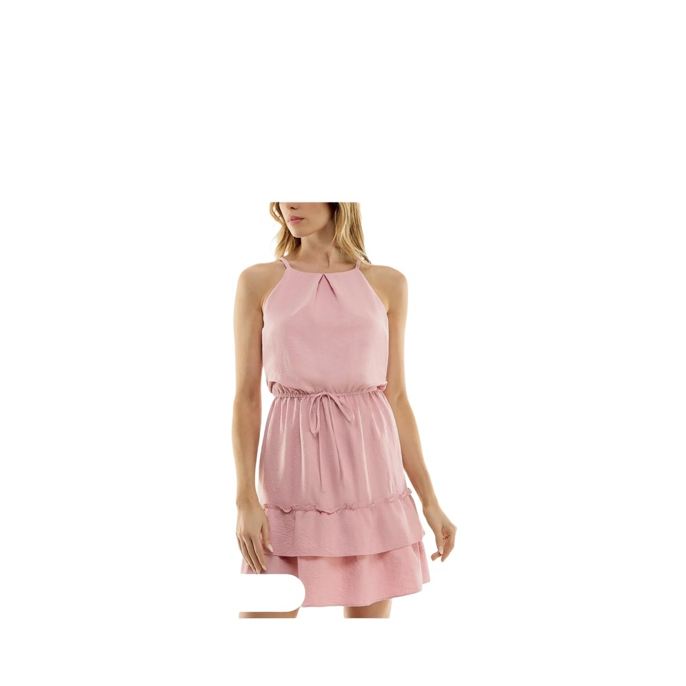 BCX Womens Pink Ruffled Drawstring Waist Sundress Size XSmall